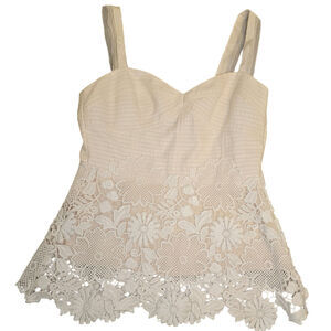 Leila Rose Neimans Size 8 (fits like a small) Cream Corset Embroidered Tank Top
